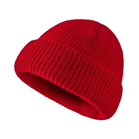 Gorro de Punto Cálido de Color Sólido de Invierno Dobladillo Casual Acrílico para Hombres Mujeres