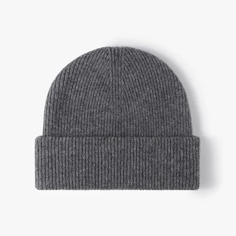 Gorro de Punto de Lana Gruesa de Invierno con Dobladillo Color Sólido Cálido Gorro de Esquí Casual Sombrero para Hombres Mujeres
