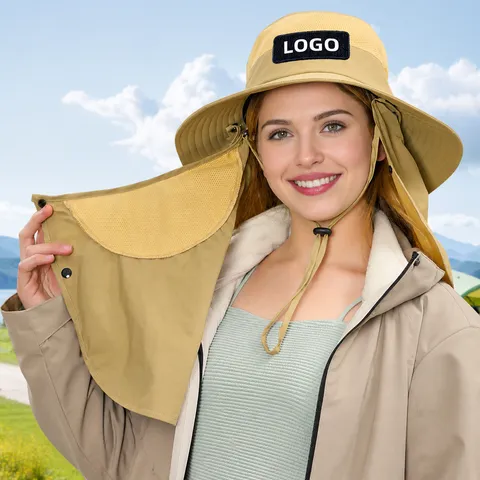 Sombrero de Protección Solar Unisex para Exteriores Malla Transpirable Protección UV Ala Ancha Con Cubierta Facial y Solapa para el Cuello