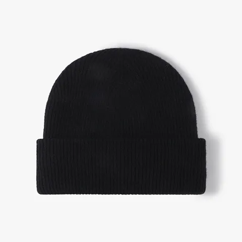 Gorro de Punto de Lana Gruesa de Invierno con Dobladillo Color Sólido Cálido Gorro de Esquí Casual Sombrero para Hombres Mujeres