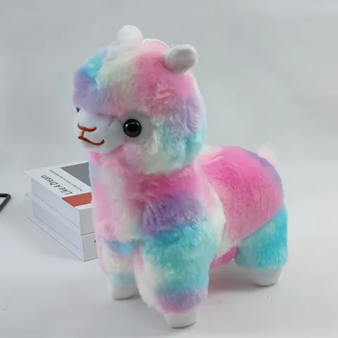 Peluche de Alpaca Arco Iris Colorido Lindo Oveja Rayada Animal de Peluche Muñeca Suave Juguete de Animal de Dibujos Animados Regalo Para Niños