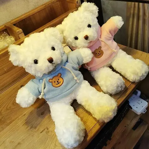 Lindo Osito de Peluche de Juguete con Sudadera con Capucha Muñeca de Animal Suave Regalo de Cumpleaños Infantil