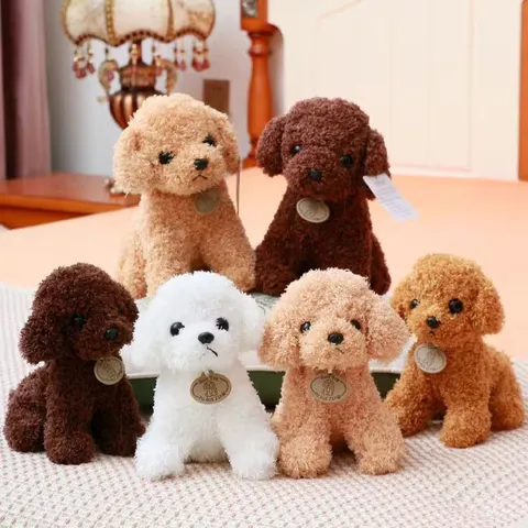 Lindo Simulación Perro Teddy Juguete de Peluche Animal de Peluche Cachorro Muñeca Suave Esponjoso Niños Regalo de Cumpleaños