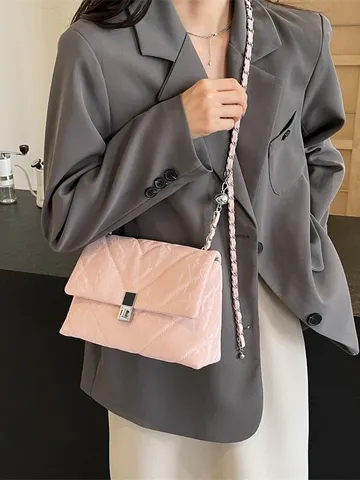 Femme Sac Bandoulière Chaîne Matelassé Cuir PU Petit Sac Carré Crossbody Élégant Sac Rabat Classique Sac à Main Mode