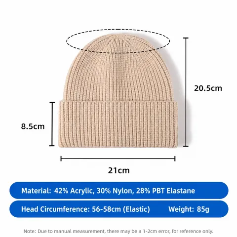 Unisex Invierno Cálido Gorro de Punto Acanalado Suave Color Sólido Casual Exterior Esquí Moda Gorro
