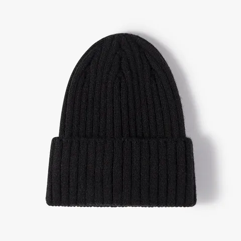 Gorro de Punto Cálido de Invierno Unisex Color Sólido A Prueba de Viento Engrosado Slouchy Gorro de Calavera Suave Elástico Puño para Exterior Diario