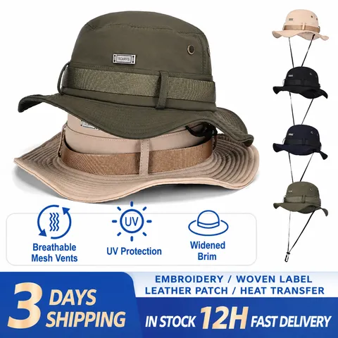 Sombrero de Pescador Táctico Protección Solar Secado Rápido Transpirable Ala Ancha Exterior Senderismo Pesca Escalada Sombrero Para Hombres Mujeres