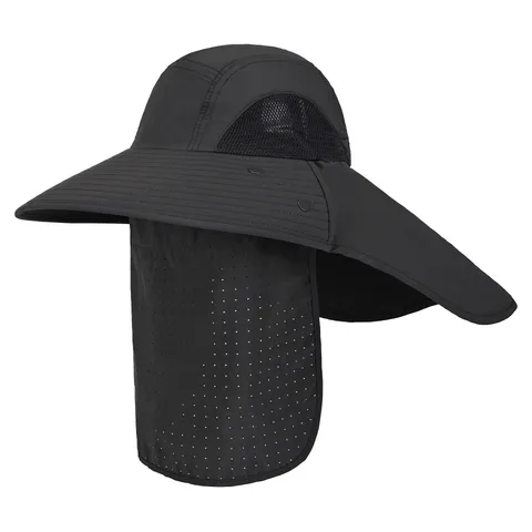 Sombrero de Protección Solar Unisex Ala Ancha Secado Rápido Gorra de Malla Transpirable Con Solapa en el Cuello Protección UV Para Ciclismo al Aire Libre