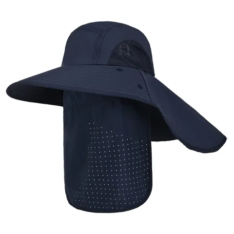 Sombrero de Protección Solar Unisex Ala Ancha Secado Rápido Gorra de Malla Transpirable Con Solapa en el Cuello Protección UV Para Ciclismo al Aire Libre