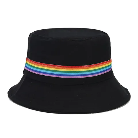 Sombrero de Pescador de Algodón Unisex Cinta Arcoíris Protección Solar Verano Casual