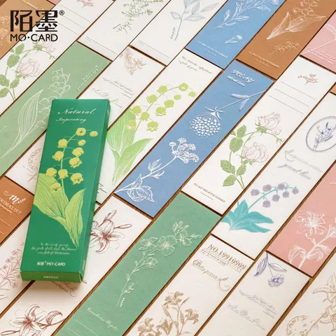Retro Botanical Embossed Letterpress Paper Bookmarks Botanical Flower Leaf Design Message Memo Card Set For Reading Gift