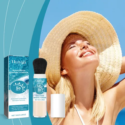 Poudre de Fixation Solaire Minérale FPS 50 Imperméable Contrôle du Sébum Maquillage Visage Longue Tenue