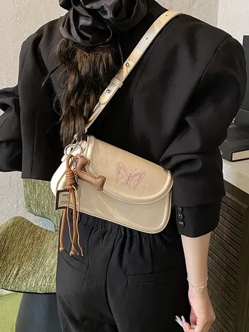 Γυναικείο Mικρό Tsanta Omou apo PU Derma Tsanta Mastokhalou me Kentima Petaloudas Casual Moda Handbag