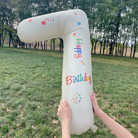 Cream White Number Balloon Aluminum Film Giant Foil Digital Balloons For Kids Birthday Party Photography Props Decorations