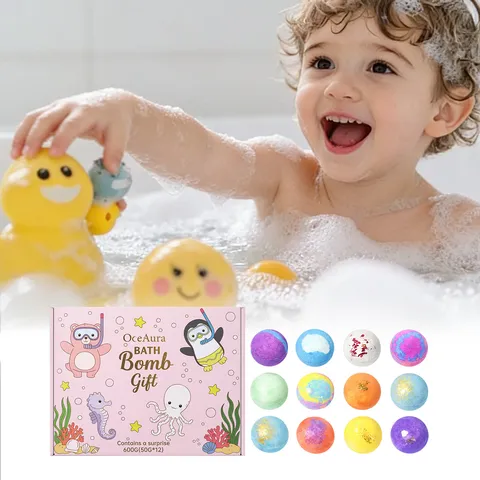 OCEAURA Ocean Series Colorful Bath Bomb Gift Package With Natural Ingredients For Home Bathroom Relaxing Spa