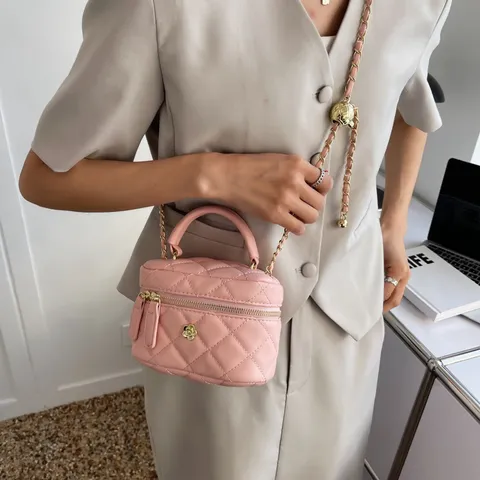Damen Mode PU Leder Gesteppte Umhängetasche Luxus Designer Kette Box Tasche Kleine Schulter Handtasche