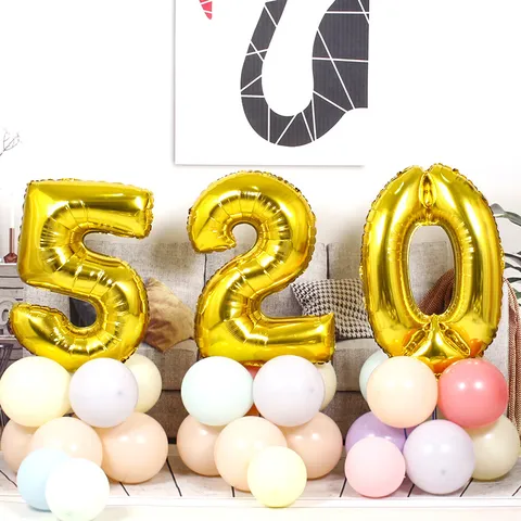 Gold Silver Number Foil Balloons Digital Birthday Party Decoration For Kids Adult Room Background Wall Celebration