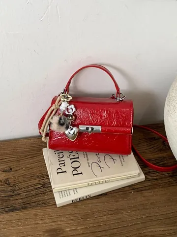 Γυναικείο Fashion Δερμάτινο PU Χιαστί Τσάντα Μικρή Τετραγωνική Τσάντα Χειρός Ρετρό Πολυετής Τσάντα Ώμου Με Μεταλλική Κλειδαριά