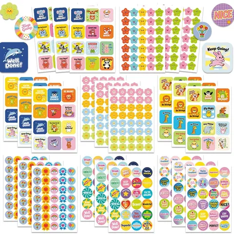 Kids Reward Stickers Motivational Encouragement Cartoon Animals Cute School Teacher Graffiti Decals For Scrapbook