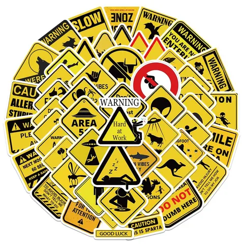 Waterproof PVC Warning Sign Stickers Funny Graffiti Decals For Luggage Motorcycle Car Helmet DIY Toy Decoration