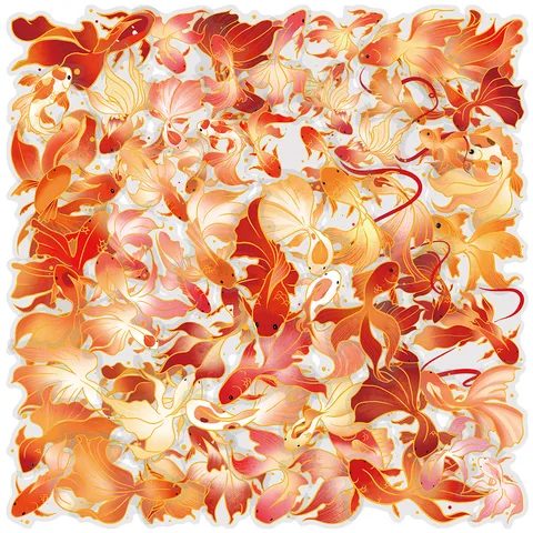 Autocollants Imperméables en Feuille d'Or PET Poisson Koi Pack de Stickers Décoratifs Créatifs Pour Cahier et Coque de Téléphone