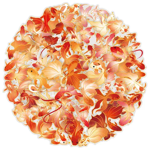 Autocollants Imperméables en Feuille d'Or PET Poisson Koi Pack de Stickers Décoratifs Créatifs Pour Cahier et Coque de Téléphone