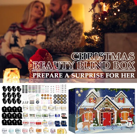 Navidad Crema de Cuidado de la Piel Caja Sorpresa Calendario de Cuenta Regresiva Set Caja de Regalo Festiva Hidratante Facial Kit de Maquillaje