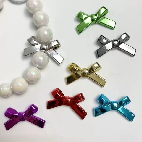 DIY UV Galvanisiert Schleife Acryl Lose Perlen Süßer Schleife Anhänger Für Handgemachte Handy Kette Schmuck Herstellung Handwerk
