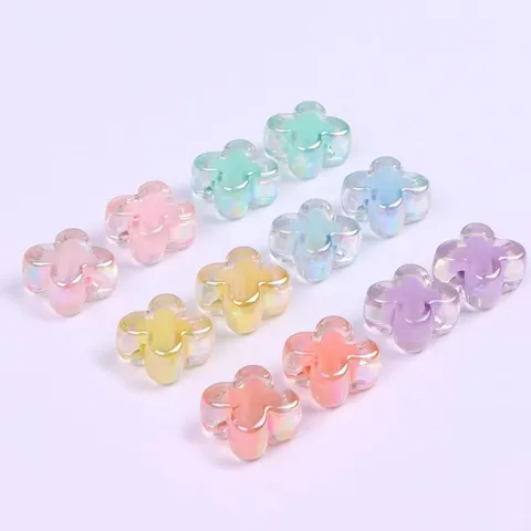 Acrylic Four Leaf Clover Loose Beads AB Color DIY Jewelry Making Accessories Colorful Charm Spacer Beads Craft Supplies