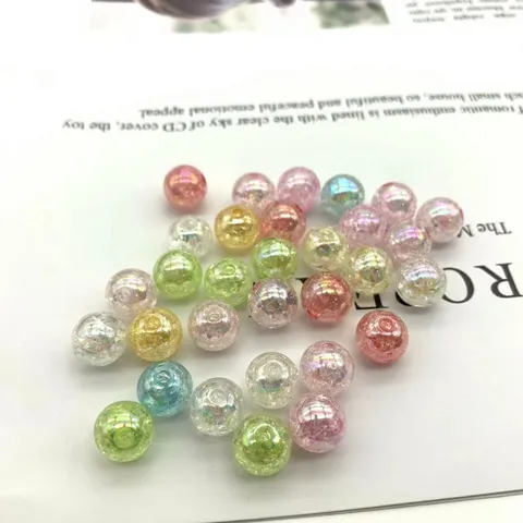 Bunte Geknackte Acryl Runde Perlen AB Beschichtet Lose Perlen Für DIY Handgemachte Halskette Tasche Schmuckherstellung Zubehör