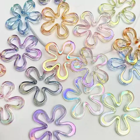 UV Platiert Hohl Blume Acryl Perlen Anhänger DIY Handgemachte Handy Kette Schlüsselanhänger Bekleidung Zubehör Schmuck Komponenten