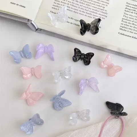 Acrylic Powder-Filled Small Faceted Butterfly Beads Back-Hole Hair Accessories Loose Beads Craft Jewelry Making