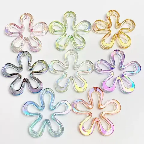 UV Platiert Hohl Blume Acryl Perlen Anhänger DIY Handgemachte Handy Kette Schlüsselanhänger Bekleidung Zubehör Schmuck Komponenten