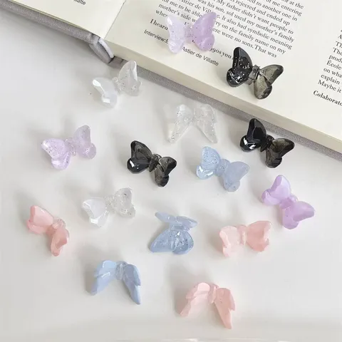 Acrylic Powder-Filled Small Faceted Butterfly Beads Back-Hole Hair Accessories Loose Beads Craft Jewelry Making