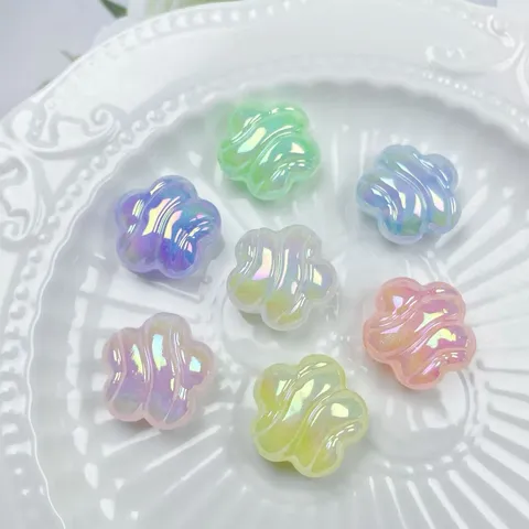 Acryl UV Gewellte Leuchtende Pflaumenblüte Form Lose Perlen Für DIY Armband Handy Kette Schmuckherstellung Zubehör
