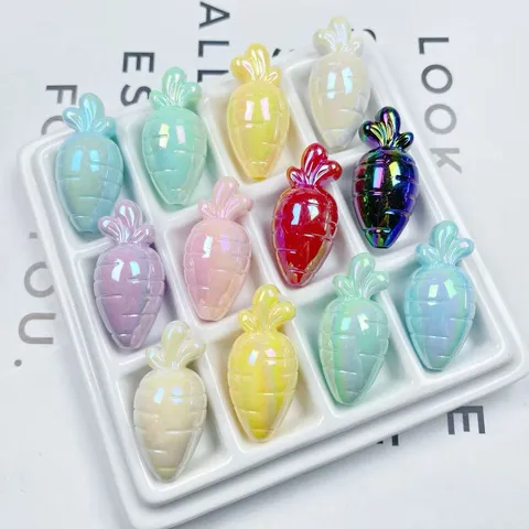 Acryl Karotte Perlen AB Schillernd DIY Schmuckherstellung Zubehör Süßer Anhänger Für Handykette Haarseil Bastelbedarf
