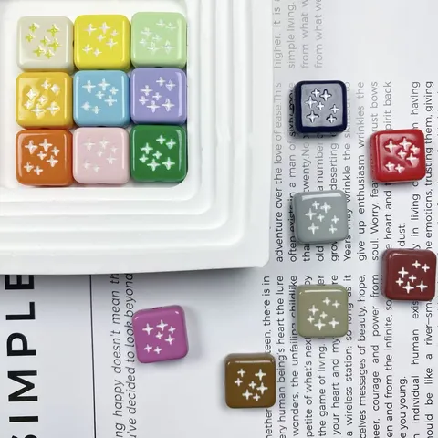 Acryl Stern Quadratische Lose Perlen Eingebrannt Lackiert DIY Handy Kette Anhänger Schmuck Zubehör Herstellung Material