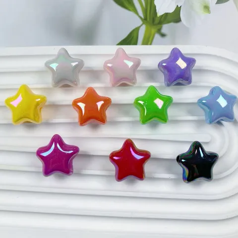 Bunte Fünfzackige Stern Acryl Lose Perlen Glänzende Anhänger DIY Handgemachte Perlen Schmuckherstellung Zubehör