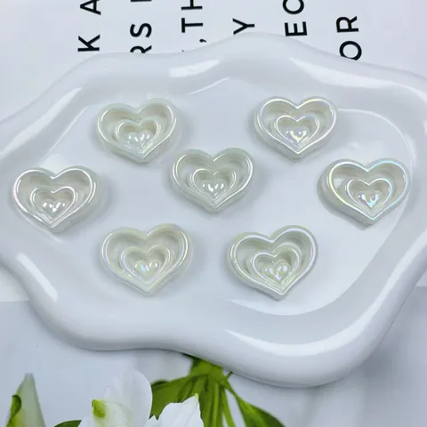 Acryl Dreischichtige Herz Perlen AB Beschichtet Lose Perlen Für DIY Handy Kette Schlüsselanhänger Schmuckherstellung Handwerk Zubehör