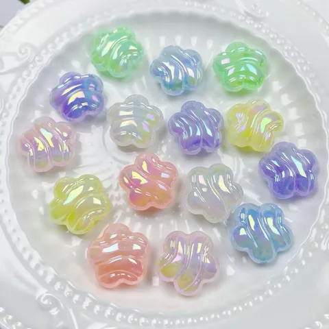 Acryl UV Gewellte Leuchtende Pflaumenblüte Form Lose Perlen Für DIY Armband Handy Kette Schmuckherstellung Zubehör