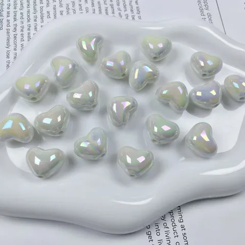 Bunte Acryl Herz Lose Perlen AB Farbe Beschichtet DIY Handgefertigt Schmuckzubehör Für Handykette Schlüsselanhänger Herstellung