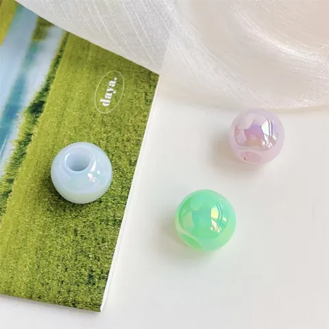 Cuentas de Caracol Acrílicas Coloridas Agujero Grande Cuentas Sueltas Redondas DIY Cadena Teléfono Accesorios