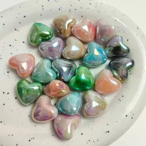 Acryl Herz Perlen Bunte Doppelte Farbe Gradient DIY Handy Kette Armband Schmuck Zubehör