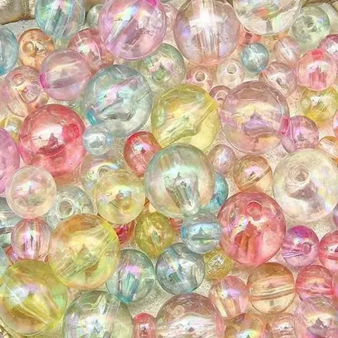 Bunte Acryl Perlen AB Beschichtet Schillernde Runde Lose Perlen Für DIY Armband Schmuckherstellung Handwerk Zubehör
