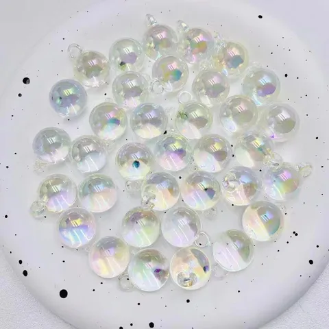 Acryl Irisierend Hochglanz UV Galvanisiert Hängendes Loch Lose Perlen DIY Armband Halskette Schmuckherstellung Befunde 16mm