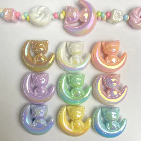 Acryl Mond Katze Perlen DIY Handy Kette Tasche Anhänger Schmuck Zubehör Süße Tier Lose Perlen Handwerk Materialien