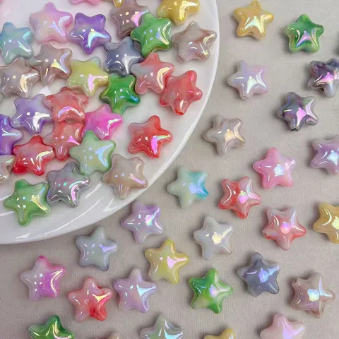 Acryl Fünfzackiger Stern Lose Perlen AB Aurora Farbverlauf DIY Armband Halskette Haarnadel Schmuckzubehör