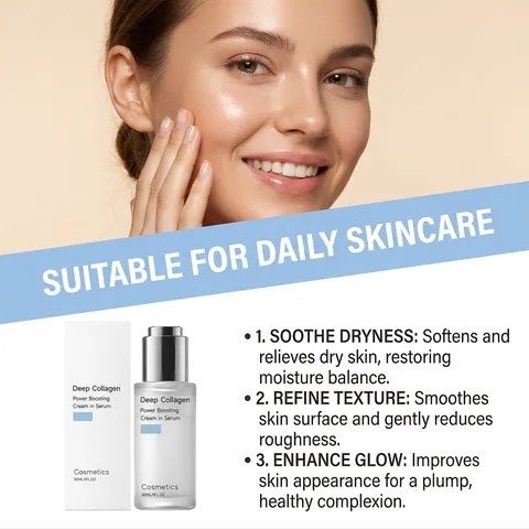 Deep Collagen Power Boosting Face Serum Hydrating And Anti Aging Facial Essence Daily Moisturizing Skincare Treatment
