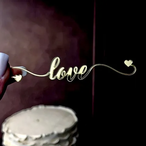 Acrylic Love Cake Topper Heart Hollow Design Romantic Letter Dessert Cupcake Insert Picks For Valentine Day Wedding Anniversary Party Decoration Supplies