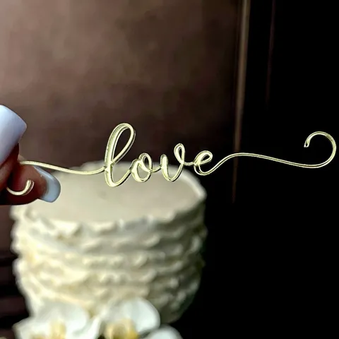 Acrylic Love Cake Topper Heart Hollow Design Romantic Letter Dessert Cupcake Insert Picks For Valentine Day Wedding Anniversary Party Decoration Supplies